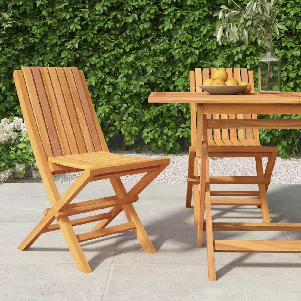 vidaXL Hopfällbara trädgårdsstolar 2 st 47x47x89 cm massiv teak