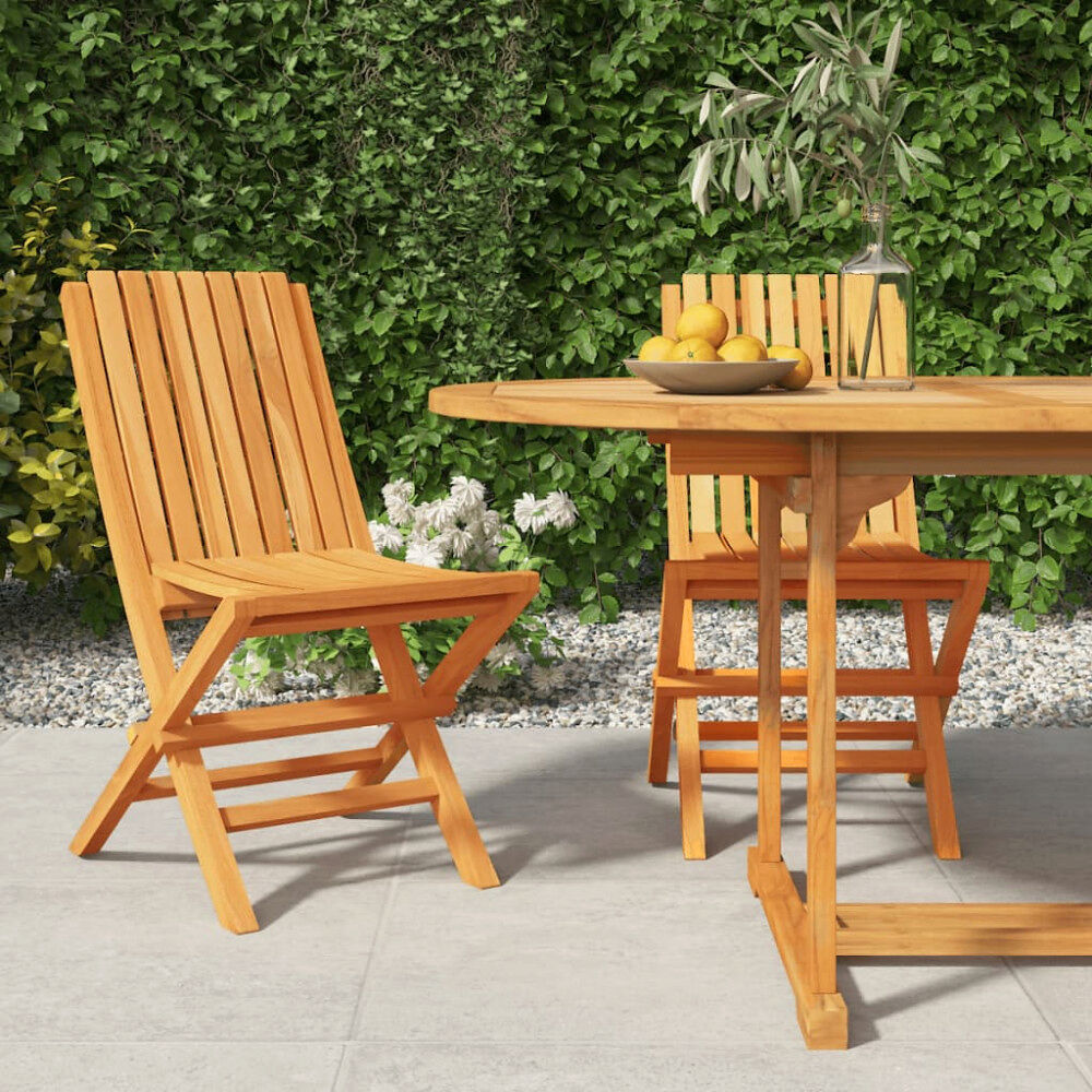 vidaXL Hopfällbara trädgårdsstolar 2 st 47x47x89 cm massiv teak