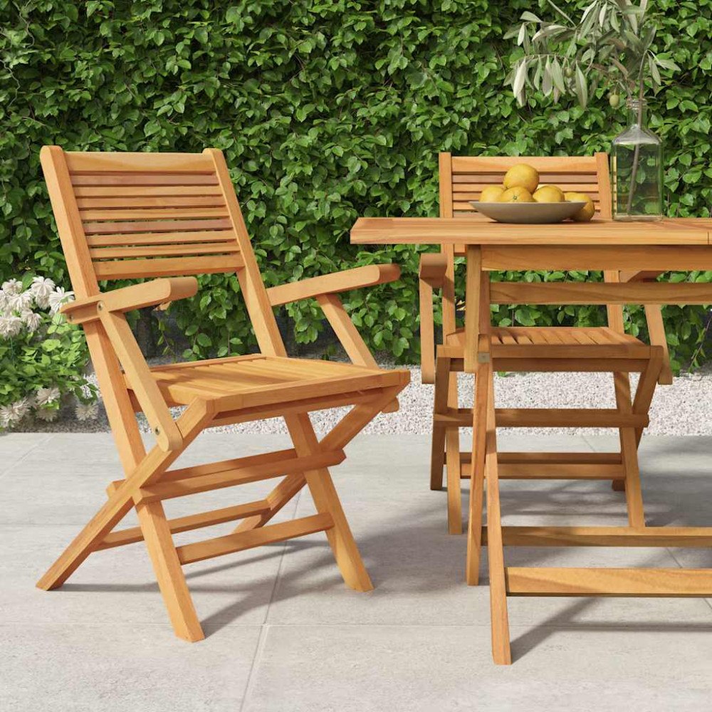 vidaXL Hopfällbara trädgårdsstolar 2 st 55x62x90 cm massiv teak