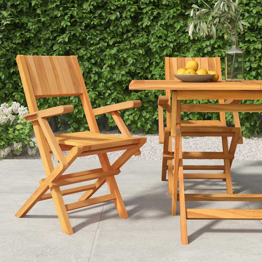 vidaXL Hopfällbara trädgårdsstolar 2 st 55x61x90 cm massiv teak
