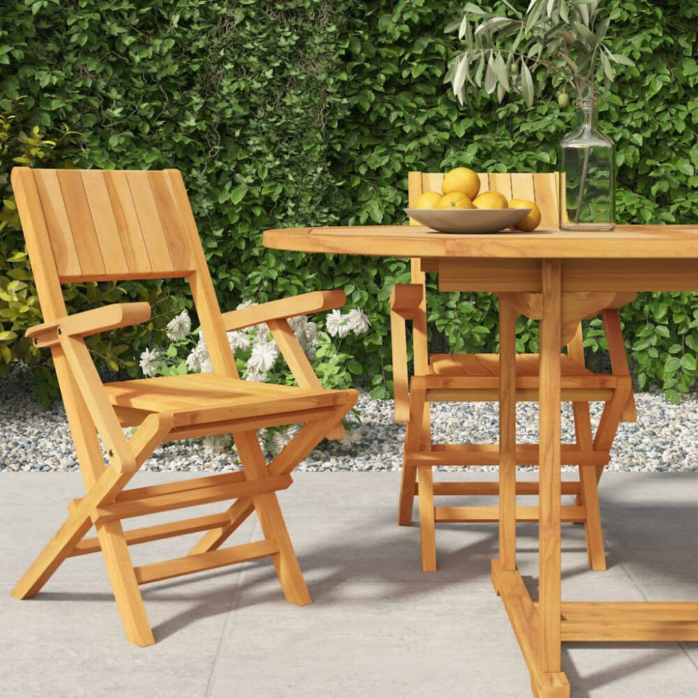 vidaXL Hopfällbara trädgårdsstolar 2 st 55x61x90 cm massiv teak