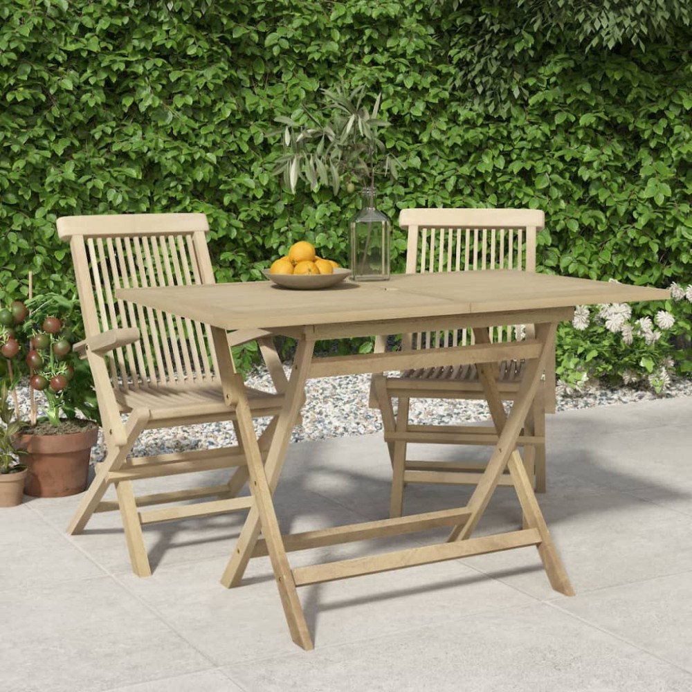 vidaXL Hopfällbart trädgårdsbord grå 120x70x75 cm massiv teak