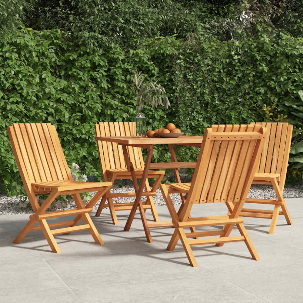 vidaXL Hopfällbara trädgårdsstolar 4 st 47x47x89 cm massiv teak