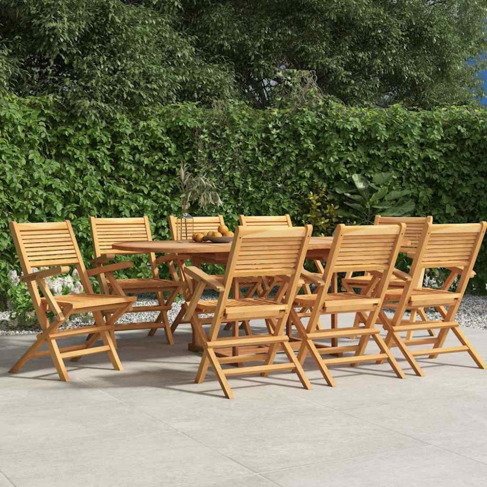 vidaXL Hopfällbara trädgårdsstolar 8 st 55x62x90 cm massiv teak