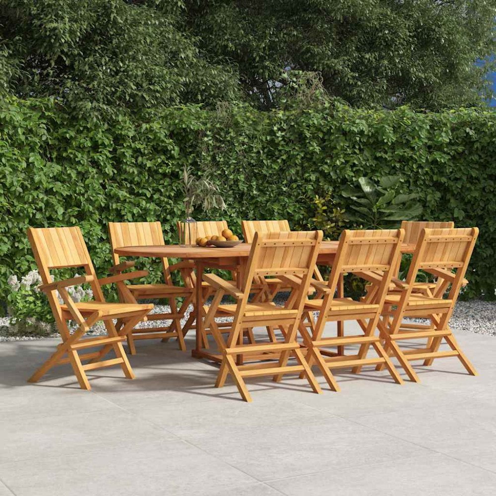 vidaXL Hopfällbara trädgårdsstolar 8 st 55x61x90 cm massiv teak