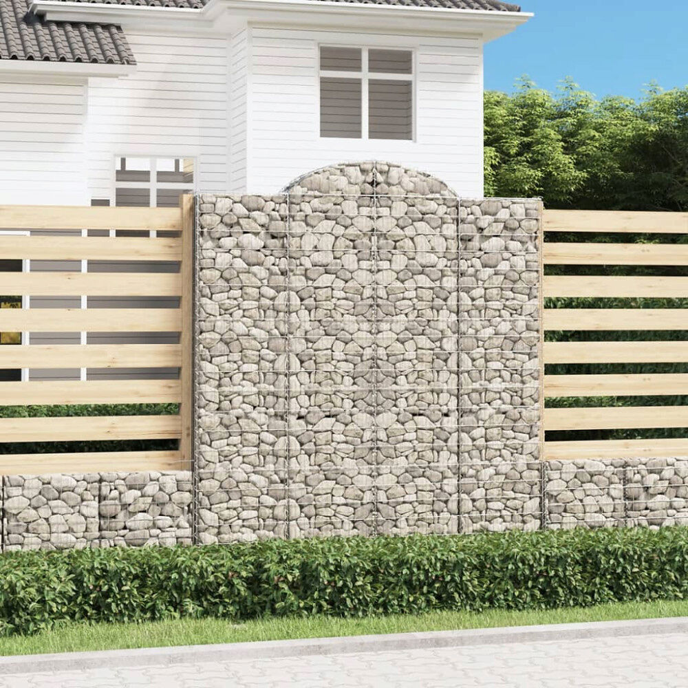 vidaXL Gabioner bågformade 5 st 200x50x220/240 cm galvaniserat järn