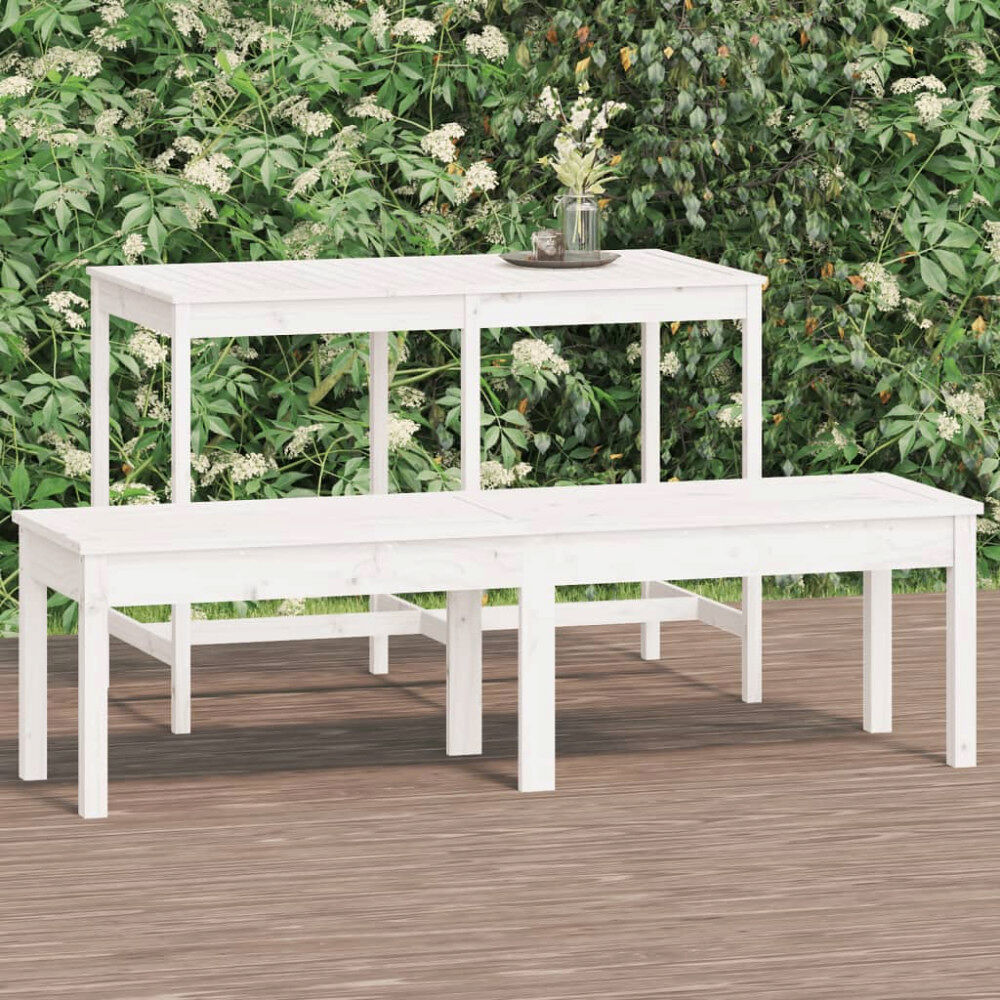 vidaXL Trädgårdsbänk 2-sits vit 159,5x44x45 cm massiv furu