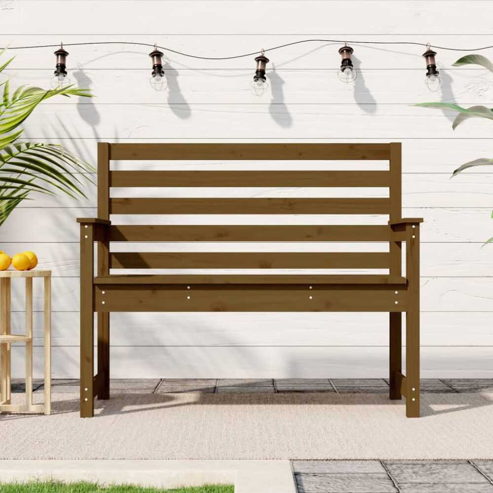 vidaXL Trädgårdsbänk honungsbrun 109x48x91,5 cm massiv furu