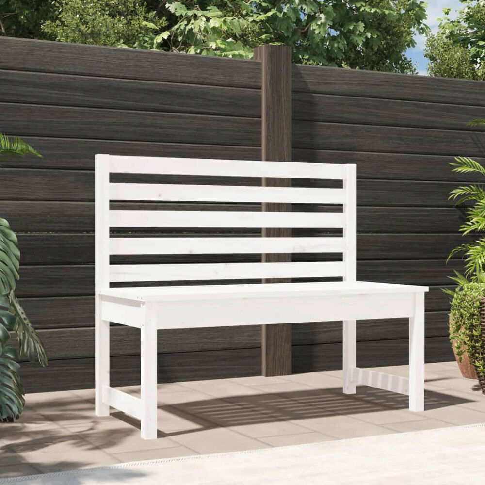 vidaXL Trädgårdsbänk vit 109 cm massiv furu