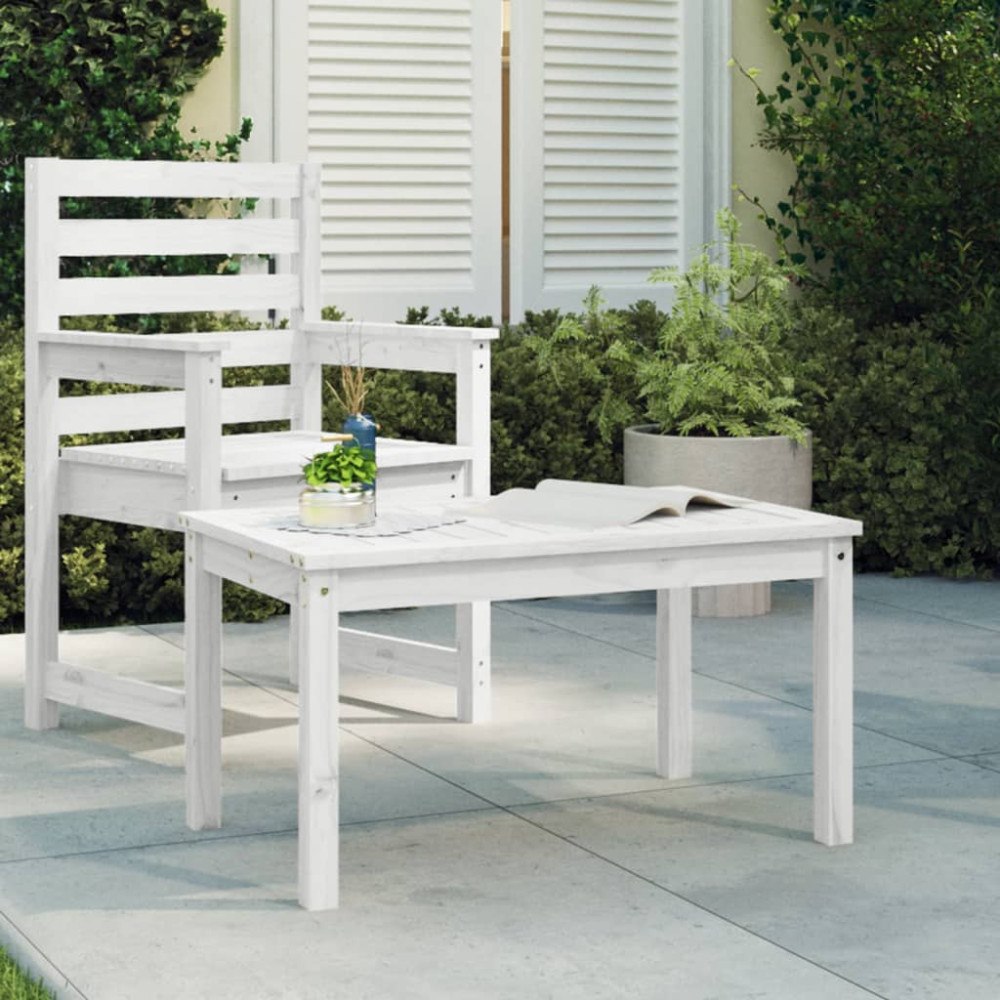 vidaXL Trädgårdsbord vit 82,5x50,5x45 cm massiv furu