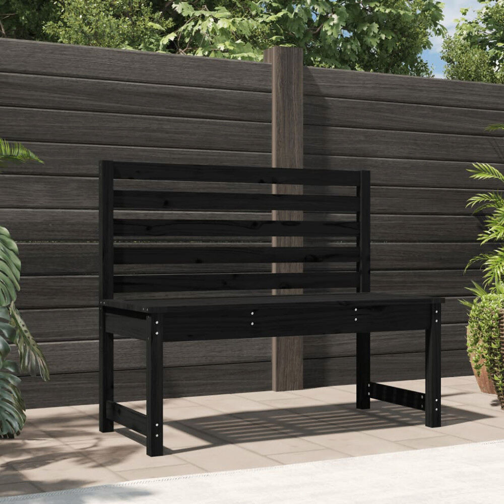 vidaXL Trädgårdsbänk svart 109 cm massiv furu