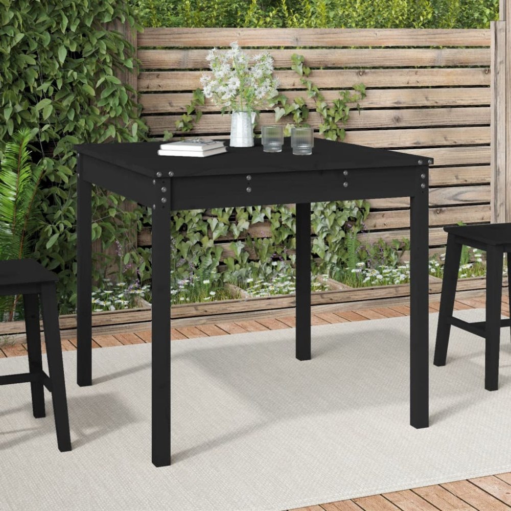 vidaXL Trädgårdsbord svart 82,5x82,5x76 cm massiv furu