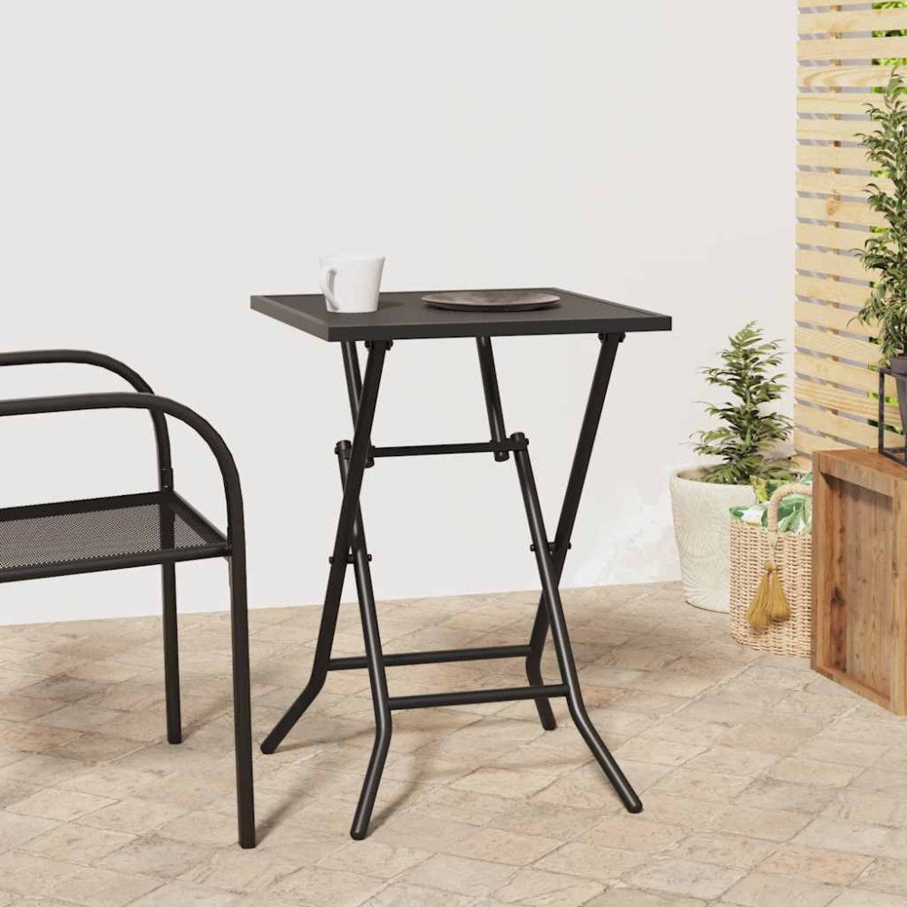 vidaXL Trädgårdsbord hopfällbart antracit 50x50x72 cm stålnät