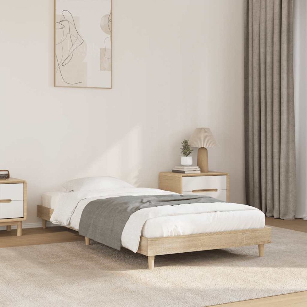 vidaXL Sängram utan madrass sonoma-ek 75x190 cm konstruerad trä