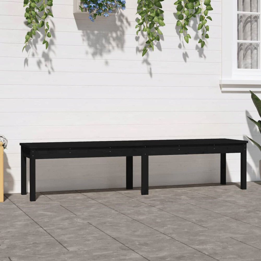 vidaXL Trädgårdsbänk 2-sits svart 203,5x44x45 cm massiv furu