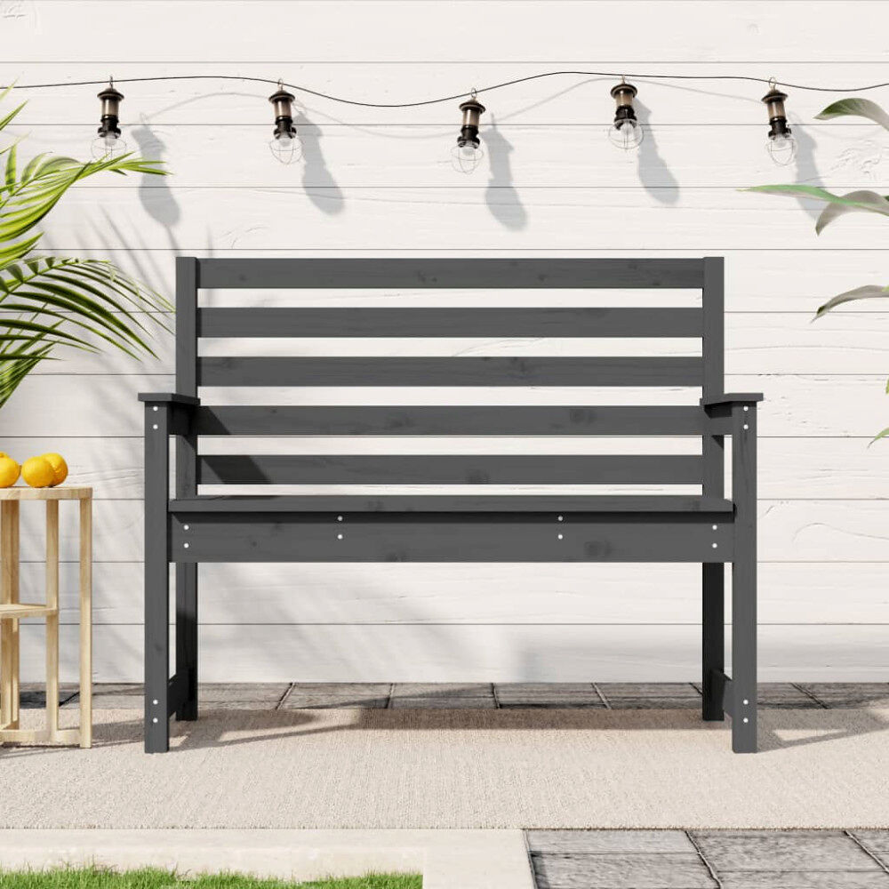 vidaXL Trädgårdsbänk grå 109x48x91,5 cm massiv furu