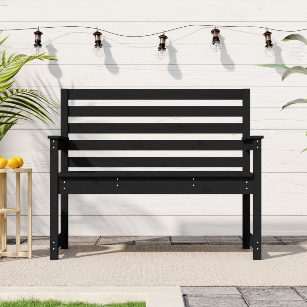 vidaXL Trädgårdsbänk svart 109x48x91,5 cm massiv furu