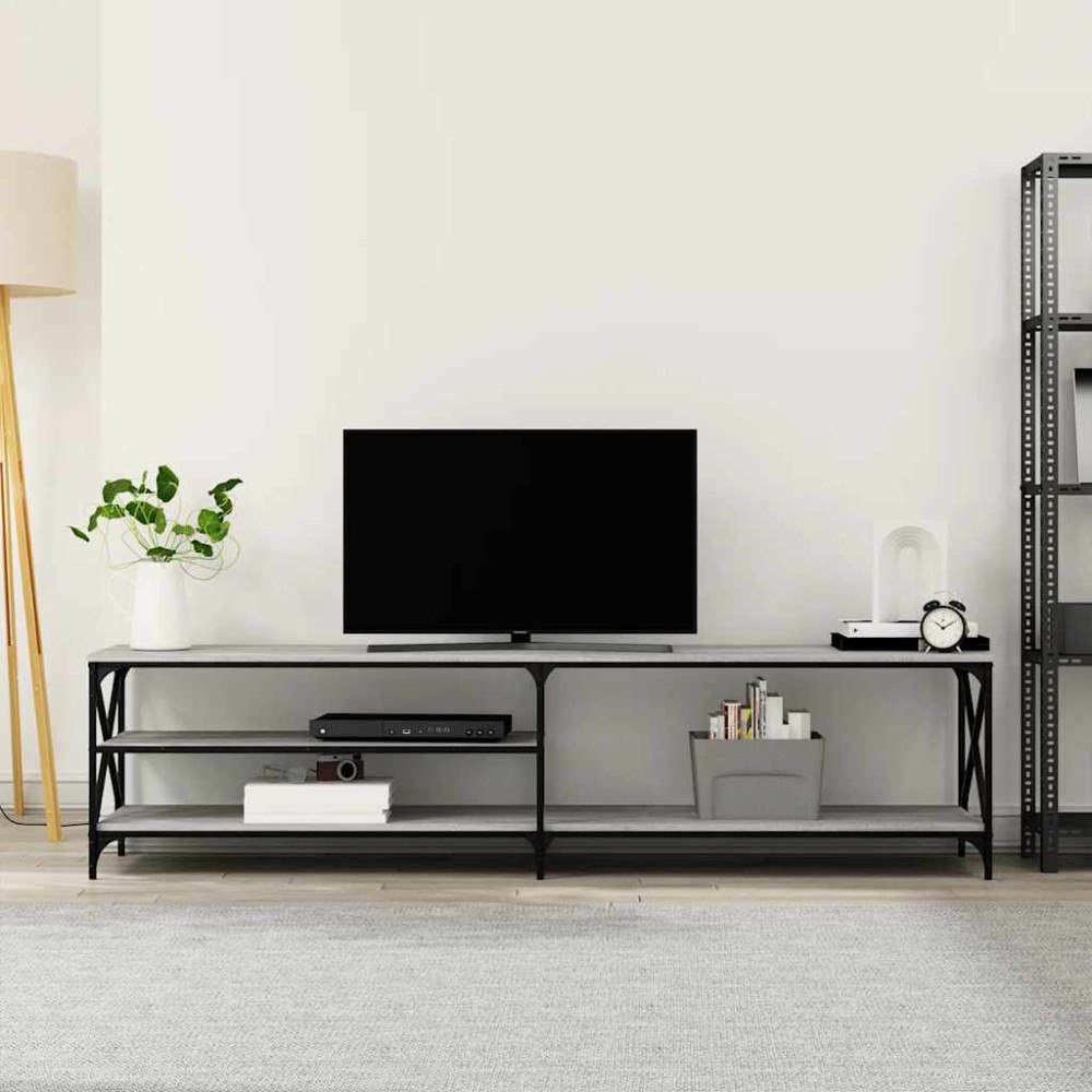 vidaXL Tv-bänk grå sonoma 200x40x50 cm konstruerat trä och metall