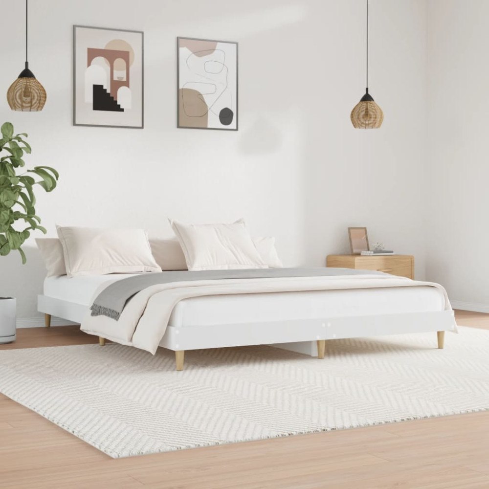 vidaXL Sängram vit 140x200 cm konstruerat trä