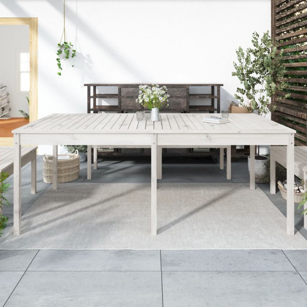 vidaXL Trädgårdsbord vit 203,5x100x76 cm massiv furu
