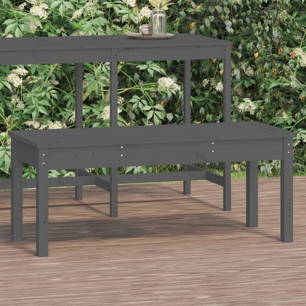 vidaXL Trädgårdsbänk grå 109x44x45 cm massiv furu