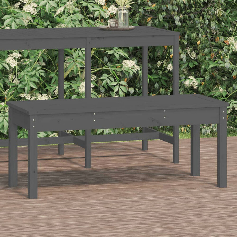 vidaXL Trädgårdsbänk grå 109x44x45 cm massiv furu