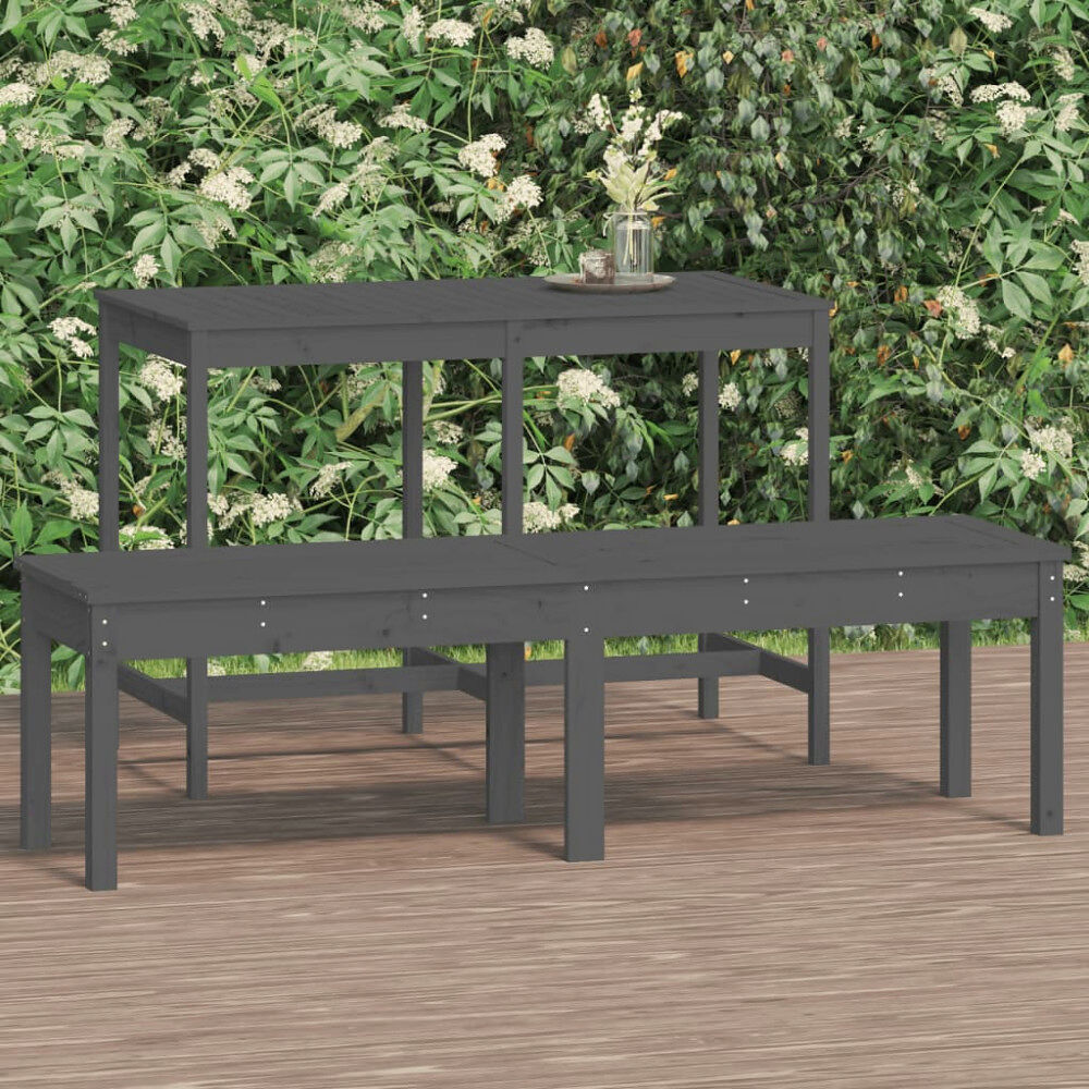 vidaXL Trädgårdsbänk 2-sits grå 159,5x44x45 cm massiv furu