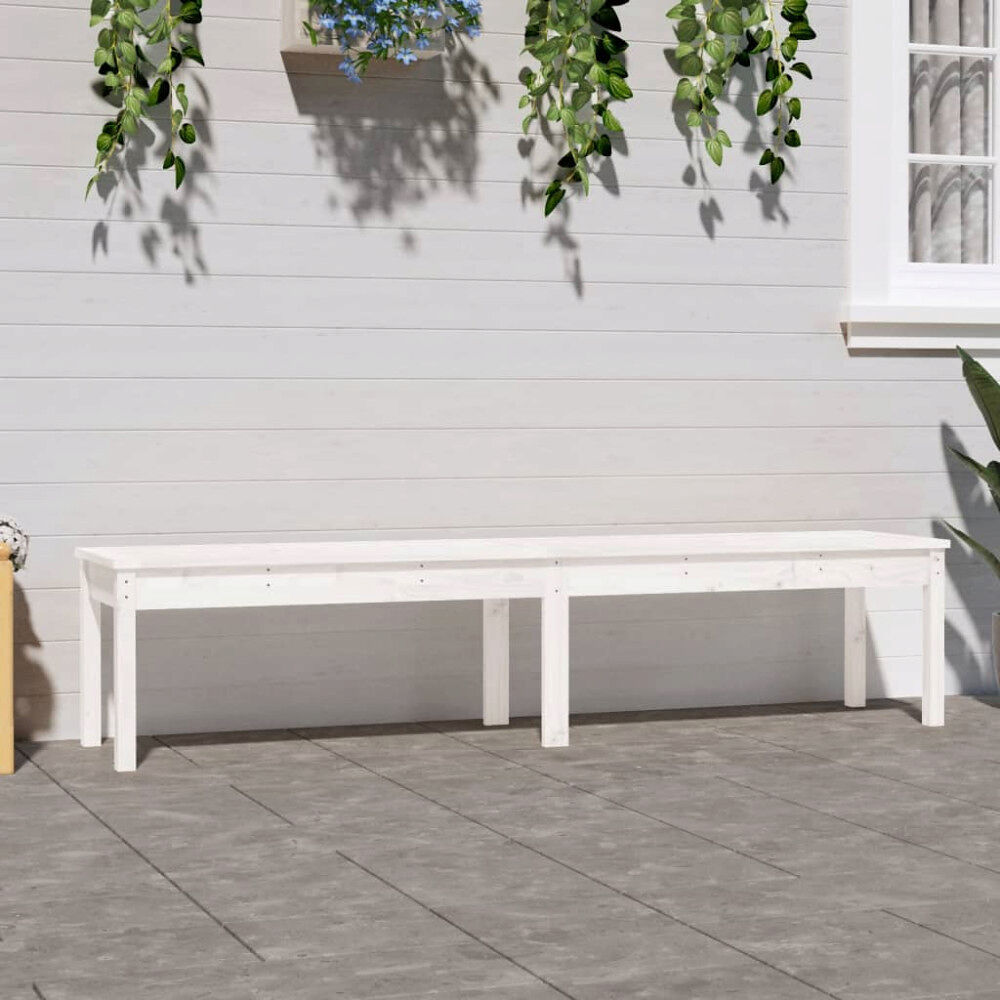 vidaXL Trädgårdsbänk 2-sits vit 203,5x44x45 cm massiv furu