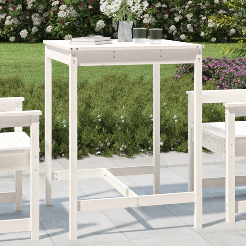 vidaXL Trädgårdsbord vit 82,5x82,5x110 cm massiv furu
