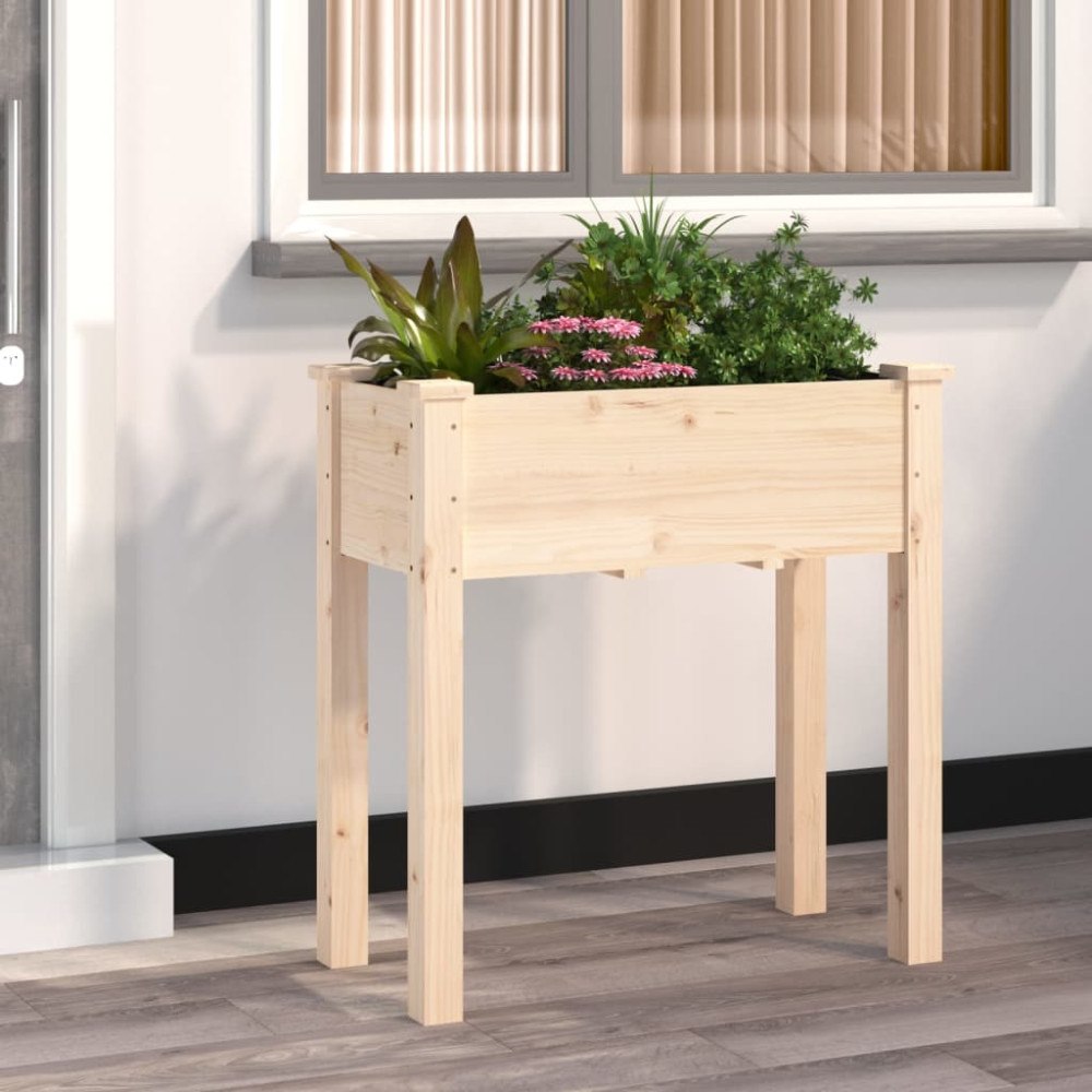 vidaXL Odlingslåda med foder 71x37x76 cm massivt granträ