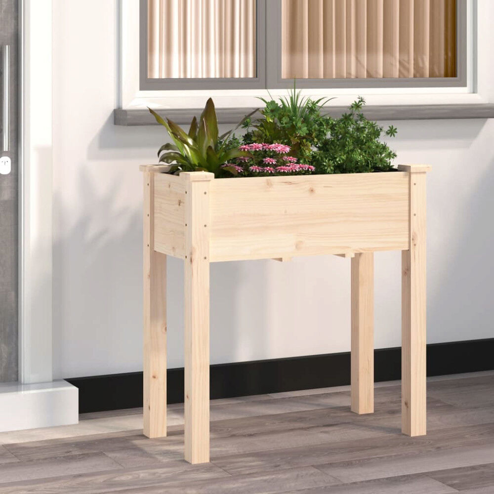 vidaXL Odlingslåda med foder 71x37x76 cm massivt granträ
