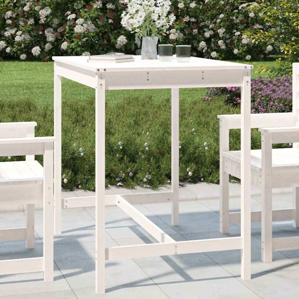 vidaXL Trädgårdsbord vit 121x82,5x110 cm massiv furu