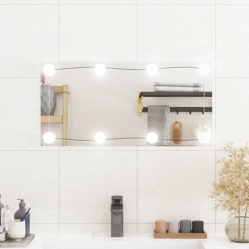 vidaXL Väggspegel med LED-belysning 30x60 cm glas rektangulär