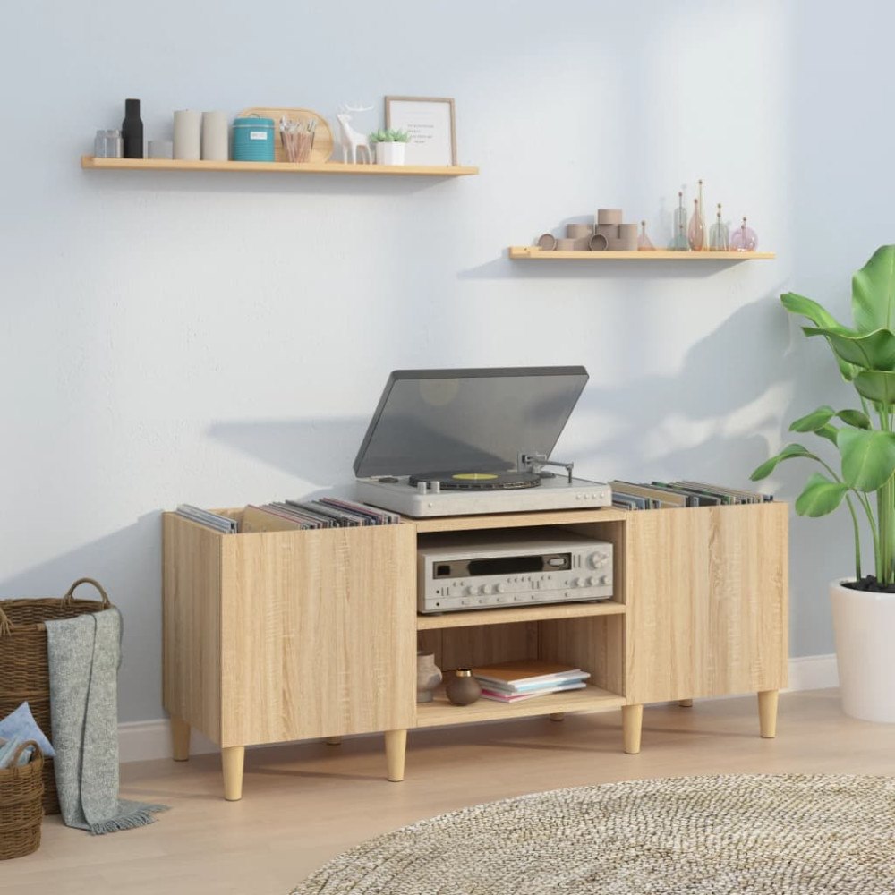 vidaXL Stereobänk sonoma-ek 121x38x48 cm konstruerat trä