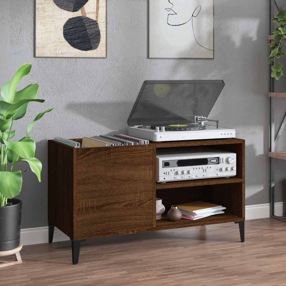 vidaXL Stereobänk brun ek 84,5x38x48 cm konstruerat trä
