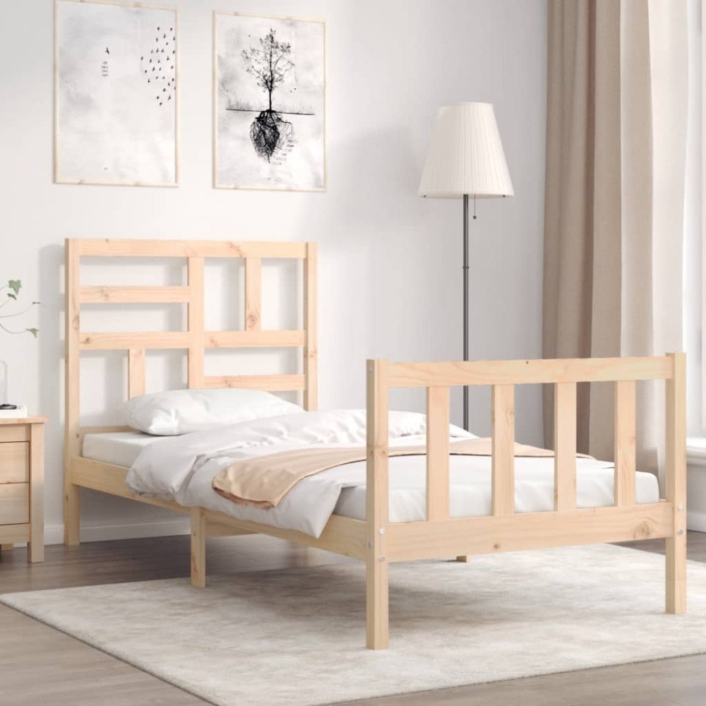 vidaXL Sängram utan madrass 90x200 cm massiv furu