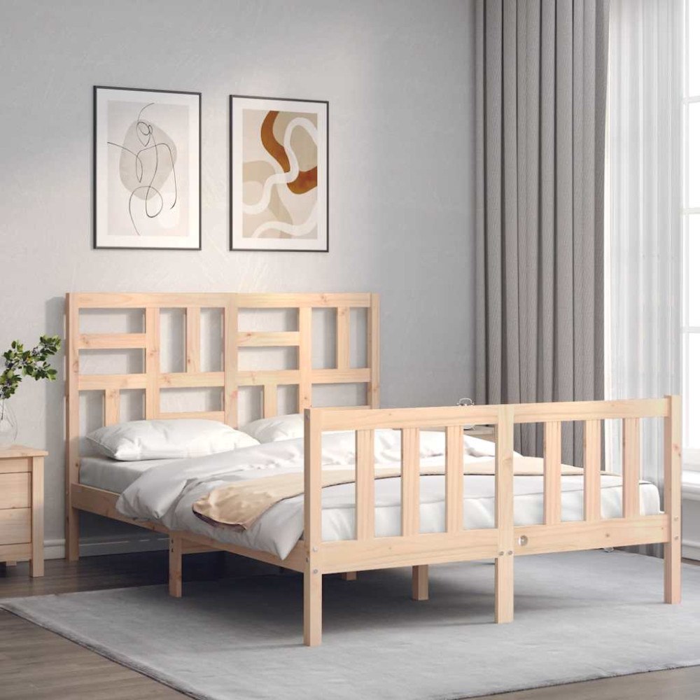vidaXL Sängram utan madrass 140x190 cm massiv furu