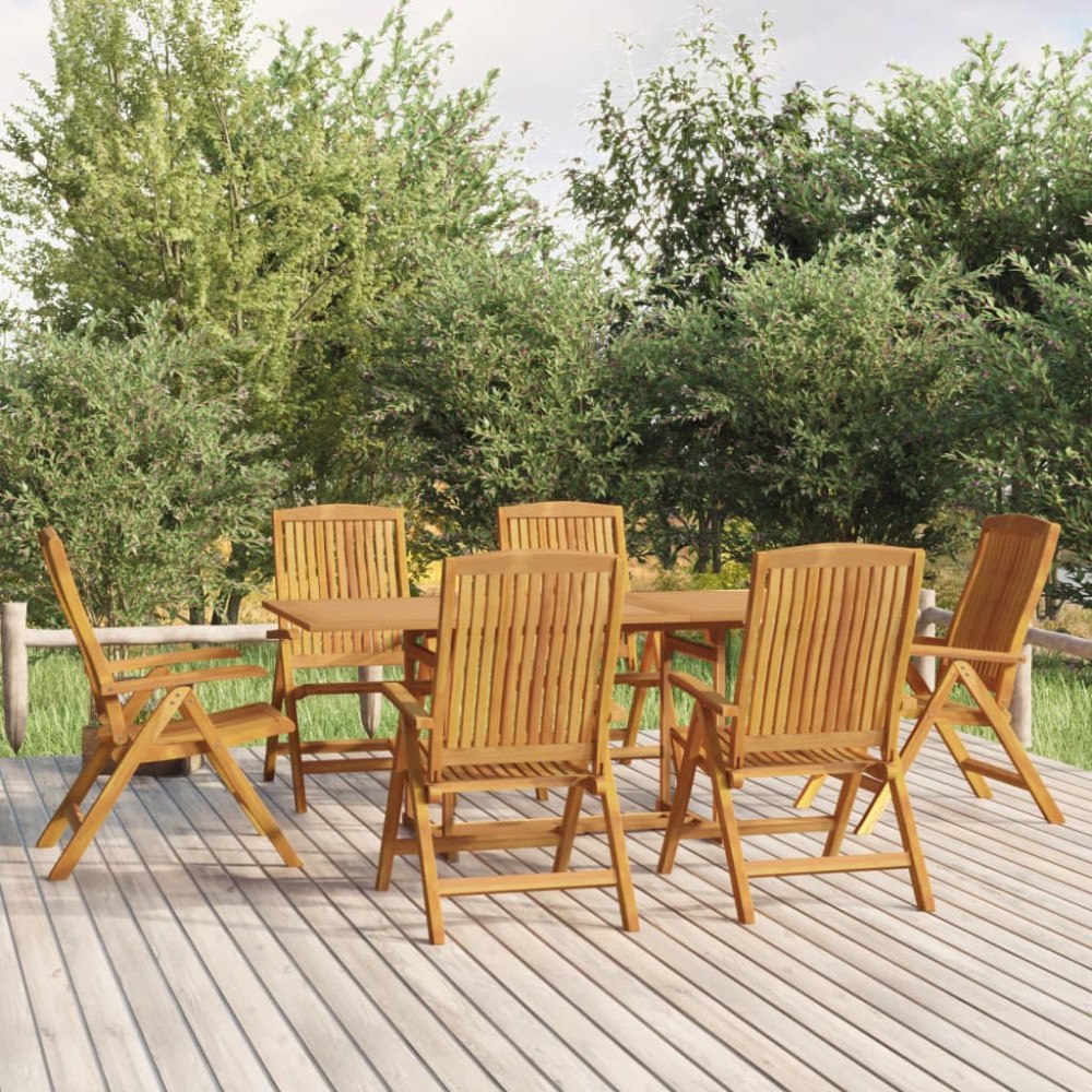vidaXL Matgrupp för trädgården 7 delar massiv teak