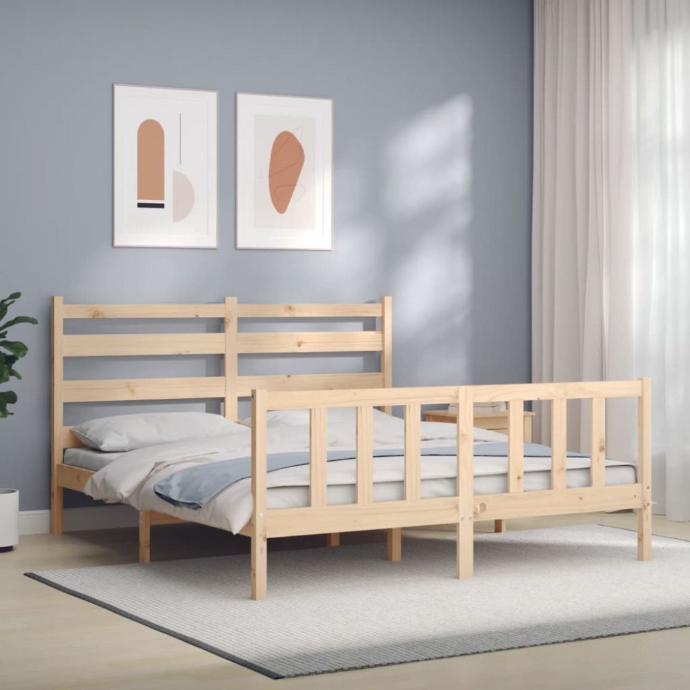 vidaXL Sängram utan madrass 160x200 cm massiv furu