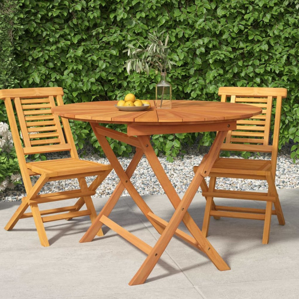vidaXL Hopfällbart trädgårdsbord Ø 85x75 cm massiv teak