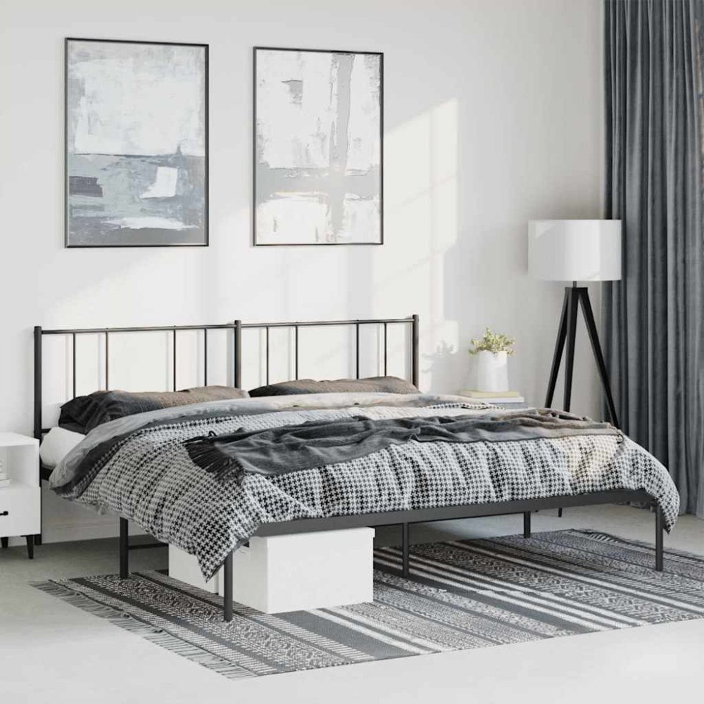 vidaXL Sängram med huvudgavel metall svart 193x203 cm