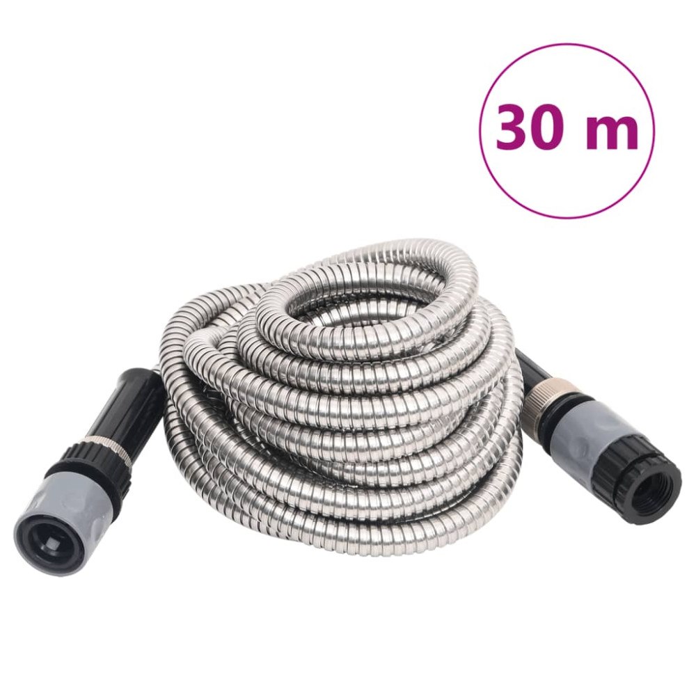 vidaXL Slang med sprutmunstycke silver 0,6" 30 m rostfritt stål