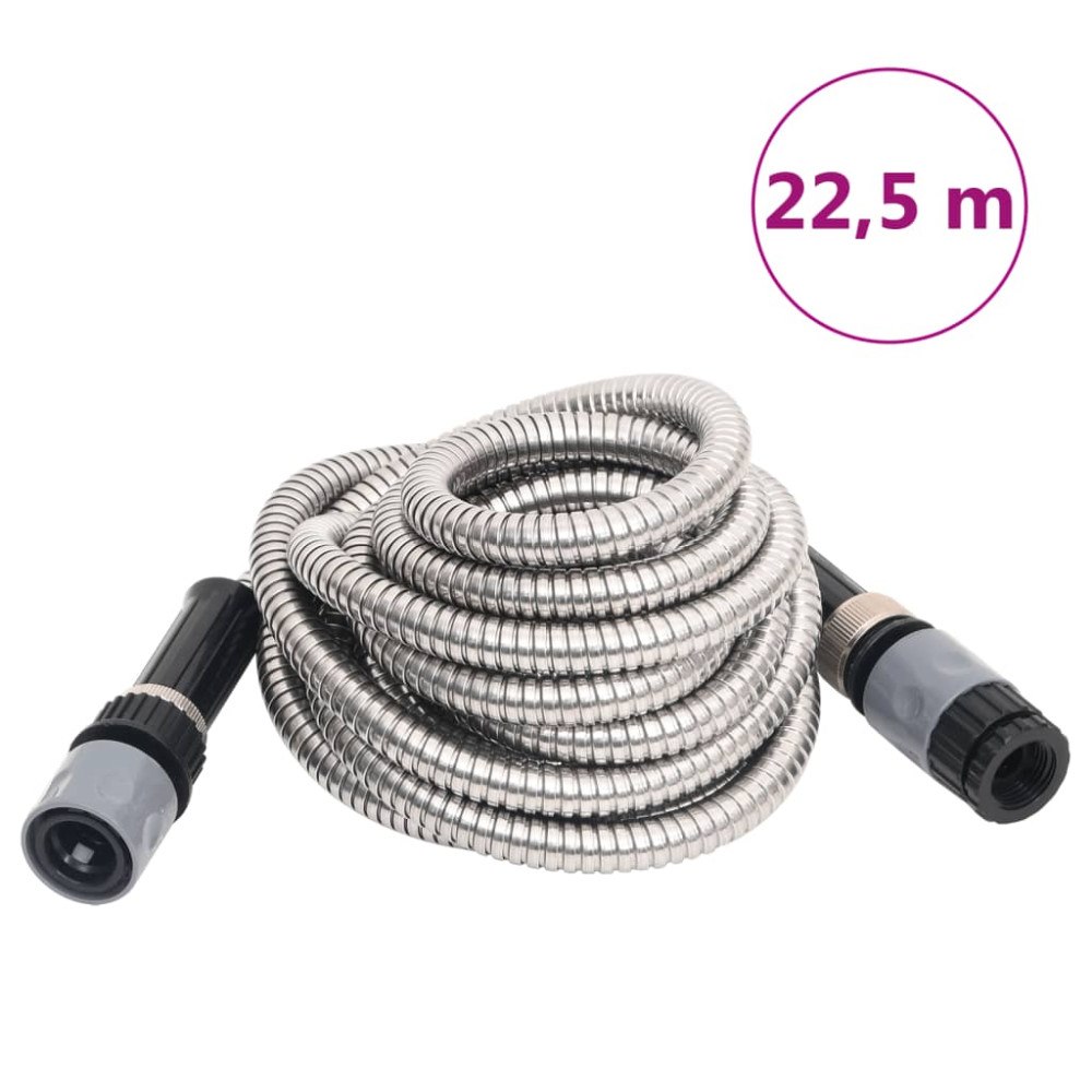 vidaXL Slang med sprutmunstycke silver 0,6" 22,5 m rostfritt stål