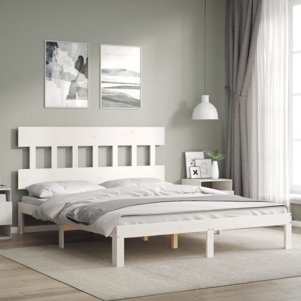 vidaXL Sängram utan madrass vit 160x200 cm massiv furu