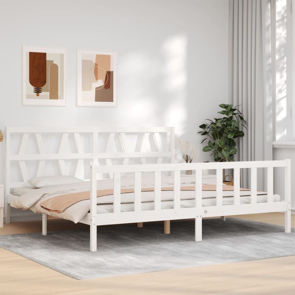 vidaXL Sängram utan madrass vit 200x200 cm massiv furu