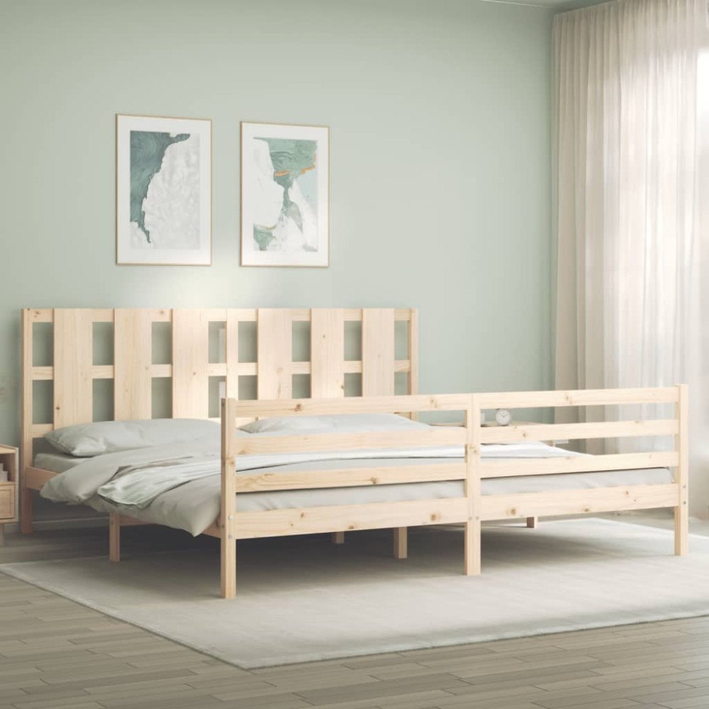 vidaXL Sängram med huvudgavel 200x200 cm massivt trä