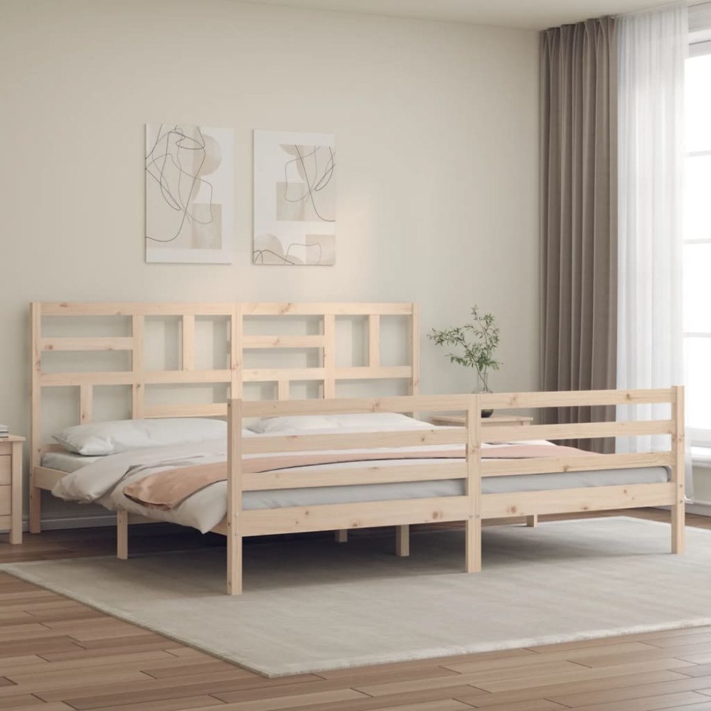 vidaXL Sängram med huvudgavel 200x200 cm massivt trä