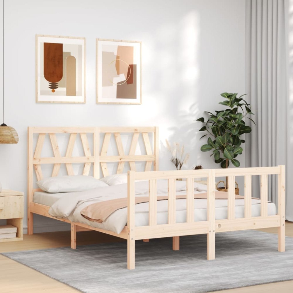 vidaXL Sängram utan madrass 140x190 cm massiv furu