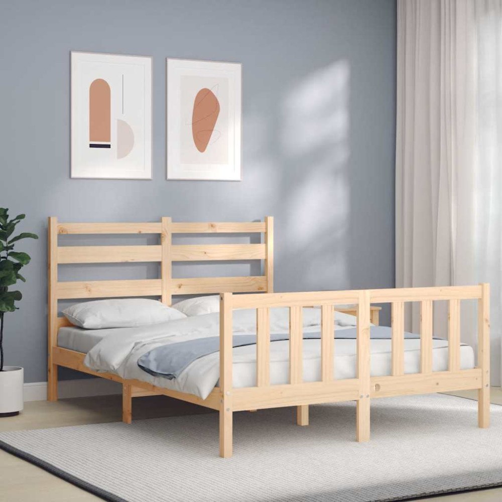 vidaXL Sängram utan madrass 140x190 cm massiv furu