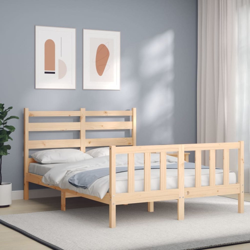 vidaXL Sängram utan madrass 140x200 cm massiv furu